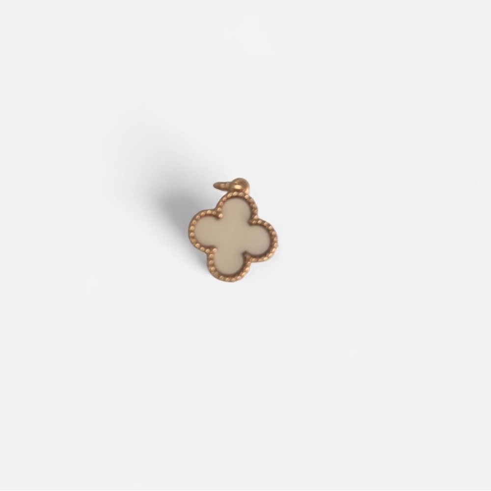 Elegant Cream and Gold Clover Charm
